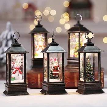 Karácsonyi Dekoráció Led Gyertya Tea Fény Régi Kastély Mikulás, Hóember Lóg LED Lámpa Lámpa, szilveszteri Buli Itthon Dekoráció