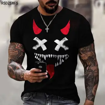 XOXO 3D Nyomtatott póló Férfi Rövid Ujjú Rock Punk Vicces Minta Pólók Felsők Fashion Street Alkalmi Nyári Férfi Túlméretezett Póló
