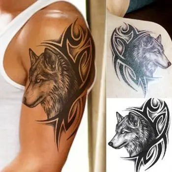 Új, Nagy Test Művészeti Kar Ujjú Ideiglenes Tetoválás Matrica Király Farkas Nyomtatás Hamis Tetoválás Forró Eladó