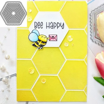 7db/set Fészkelő Hatszög Honeycomb fémforgácsolási Meghal Stencil Scrapbooking Kártyák Kézműves DIY Album Dekoráció Készítése Sablon 2020-As Új