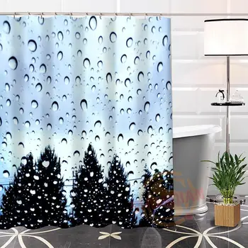 Egyéni esőcsepp Szövet zuhanyfüggöny fürdőszobai kampós Magas Minőségű Népszerű Modern 100% Poliészter Függöny