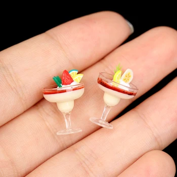 2DB 1:12 Babaház Mini Mini Kupát Joghurt fagylalt Kupa Mini Aranyos Élelmiszer-Kiegészítők Ház Baba Dekoráció Gyerekek Játék Játékok