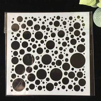 Műanyag 13cm Buborék Dot Kör DIY Kézműves Réteg Stencil Festmény Scrapbooking Bélyegzés Dombornyomás Album Papír Sablon