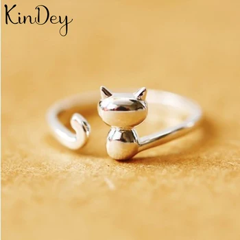 Kindey Divat Ezüst Színű Macska Gyűrűk Nők Eljegyzési Nyilatkozat Ujj Gyűrű anillos