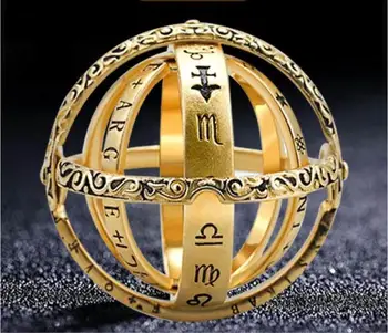Retro szférikus csillagászati labdát deformáció forgó rozsdamentes acél gyűrű pár gyűrű Valentin napi ajándék