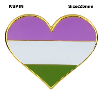 Genderqueer büszkeség szív alakú zászlót kitűző jelvény kitűző Bross Ikonok XY0624-1