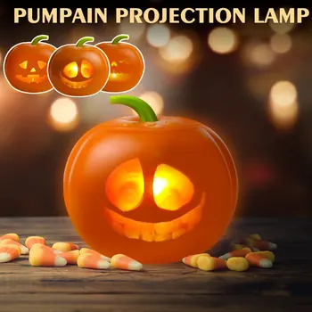 LED Tök Projektoros Lámpa USB Töltés Pumpkin Dekoráció Éjszakai Fény Beépített Projektor & Hangszóró Ajándék Halloween