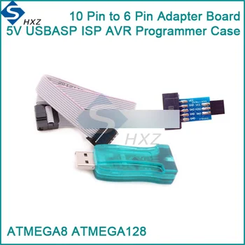 Atmega128 Atmega8 10 Pin Standard 6 Pin Adapter Fórumon Átalakító 5V USBASP ISP AVR USB Programozó Modul JATG Vezeték Ügy