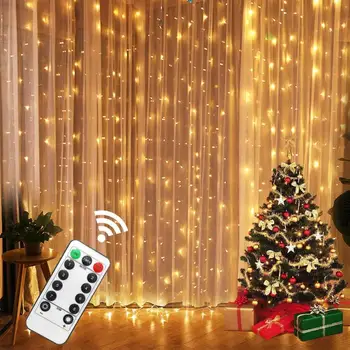 3M LED tündérfény Garland Led Girland Függöny Lámpa Távirányító USB Függöny String Fények, Karácsonyi Díszek Ablak