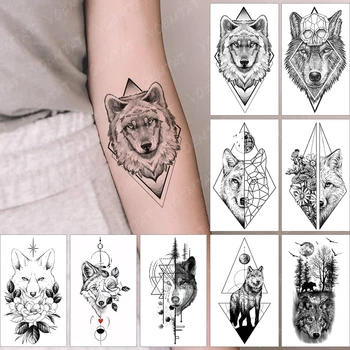 Vízálló Ideiglenes Tetoválás Matrica Tetoválás A Nők Gyermeket, A Férfiak Állat, Farkas, Róka, Reális Body Art Hamis Tatto Flash Tetoválás