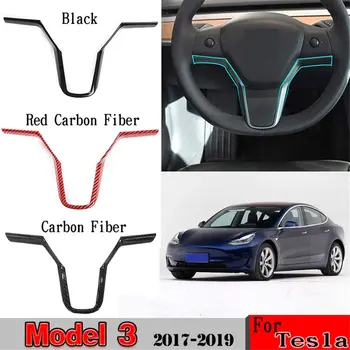 A Tesla Model 3 2017-2019 Kormánykerék Dekorációs Matrica Takarja Trim ABS Műanyag Autó Belső Tartozékok