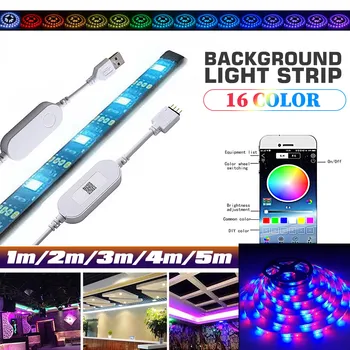 USB LED Szalag Világítás APP bluetooth Távirányító / Zene Vezérlő RGB 5050 Vízálló, Flexibilis Lámpa Szalag DC12V 0,5 M 1M 3M 5M