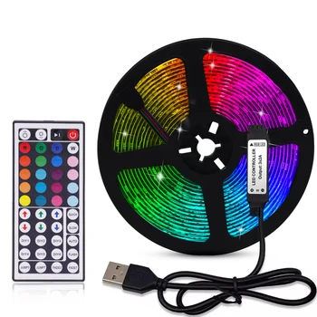 5V-os RGB LED Szalag Lámpa 5m-10m USB-Távirányító SMD 5050 LED Lámpák Szalag Háttérvilágítás TV Ünnepi Dekoráció 0.5/1/2/3m Fekete NYÁK -