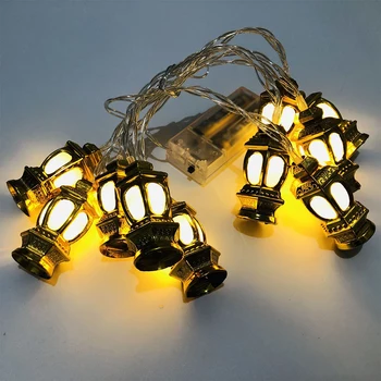 LED fényfüzér 10 Lámpa Gyöngyök elemes Műanyag Nappali Fesztivál Haza Fél Beltéri Decor Hálószoba A Ramadán Lámpás