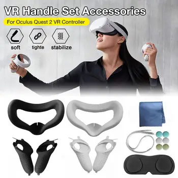 VR Kezelni Készlet Tartozékok Védelem Kit Oculus Quest 2 VR Érintőképernyős Vezérlő Shell Cover tok Vízálló Boka StrapGrip