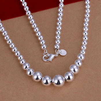 nagykereskedelmi jól 925-sterling-ezüst nyaklánc, divat ékszerek lánc nyaklánc gyöngyökkel & medálok női férfi gallér SN195
