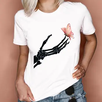 Divat Koponya Vicces Trend Aranyos pólók Női Print Női Rajzfilm Elegáns Rövid Ujjú Grafikai T Felső, Női Póló, Póló, T-Shirt