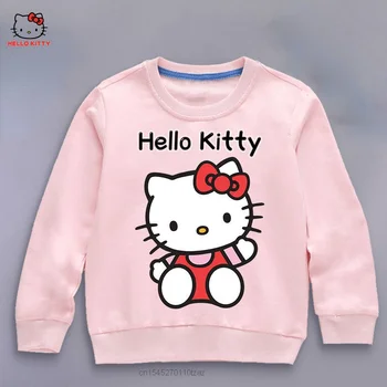 Sanrio Hello Kitty KT Macska Gyermek Ruházat, Őszi, Téli Pulóver Hosszú Ujjú Pamut 2021 Rajzfilm Melegítőfelső, A Gyerekek, a Lányok