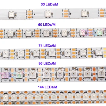 5V 1m/2m/3m/4m/5m WS2812B Intelligens Lámpák Szalag 30/60/74/96/100/144 led/m WS2812 IC WS2812B/M pixel LED Szalag IP30/IP65/IP67