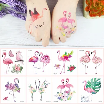 5db/Set Tetoválás Matricák Akvarell Flamingók Virágok, Madarak Vízálló Ideiglenes Eldobható Body Art Smink tatouage temporaire