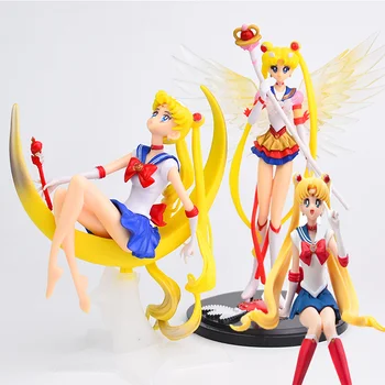 Sailor Moon Tsukino Usagi Hercegnő Akciófigura Anime Királynő Szárnyak Játék Baba Torta, Autó Dekoráció Modell Lányok Gyerekek Ajándékot Rózsaszín Gyűjtemény
