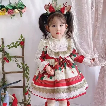 Személyre szabott spanyol Lányok Őszi Téli Új Karácsonyi Ruhák Gyermekek Lolita Ruha Hercegnő High-end Kifutón Ruhák Aramex