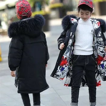 Oroszország Téli Kabát gyerekeknek 2020 Új Márka Kapucnis Téli Kabát Zubbonyok A Tinédzser Fiúk, lányok Vastag, Hosszú Kabát