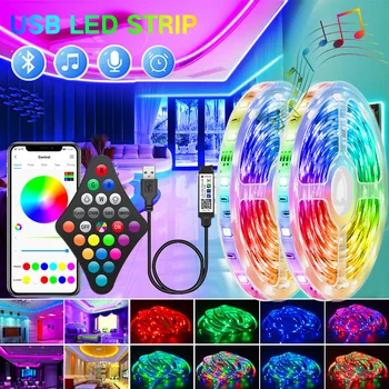 1M-30M LED Szalag Bluetooth-USB-5050 5V-os LED Szalag RGB Rugalmas Lámpa Szalag Szalag RGB TV Asztal Képernyő Háttérvilágítás Dióda Szalag
