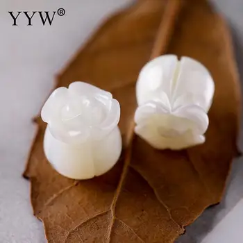 YYW 1db természetes fehér faragott rózsa virág kagyló gyöngy Anyának gyöngy 8 mm-es Laza gombot gyöngy ékszerek készítése, kézzel készített tartozék
