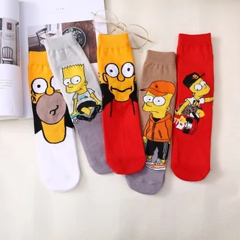 Simpson család Rajzfilm Anime Vicces Zokni Férfi Hip-Hop Nyomtatási Újdonság cosplay zokni Hip-Hop Unisex Kényelmes Gördeszka Boldog Meias