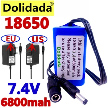 Dolidada Védeni 7.4 V 6800 mAh 8.4 V 18650 Li-ion Akkumulátor kerékpár világítás fényszóró különleges akkumulátor DC 5,5 MM-es + 8.4V1A Töltő