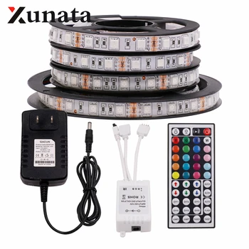 XUNATA 5050 RGB LED Szalag Lámpa 60Leds/m Szalag Vízálló, Flexibilis LED USA/EU/UK Vezérlő DC12V Adapter Szett 1m/2m/5m