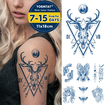 Lé Tartós Festék Tetoválás Body Art Vízálló Ideiglenes Tetoválás Matrica Indiai Hold Szarvas Tetoválás Kar Hamis Törzsi Nyíl Tatto Womenn