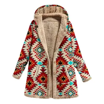 Női Kabát Etnikai Stílus egysoros Meleg, Kapucnis Dzseki, Őszi, Téli Laza Vintage Vastag Kapucnis Outwear Nő Ruha