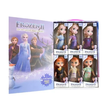 Disney 6db/doboz 4.5 Inch Fagyasztott Hercegnő Baba, Aranyos Elsa Anna Hableány Belle Hercegnő Anime Játékok Lányoknak Születésnapi Ajándék