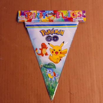 Gyerekek szülinapi bulit dekorációs kellékek Pokemon zászlót húzza zászló, helyszín dekoráció, kellékek