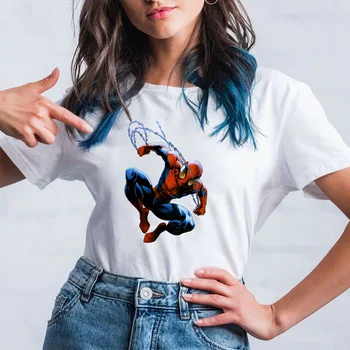 Harajuku Disney Póló Femme Pókember Maximum Nők 2021 Tshirt Nyáron Népszerű Anime Ruha Fehér Tshirts Blusas Ajándék Lány