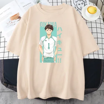 Haikyuu tosuper-camiseta feminina anime oikawa, camiseta feminina larga de a manga curta para o verão közelében, camiseta hip-hop com