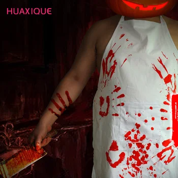 Halloween Dekoráció Véres Kéznyomok Felnőtt Mészáros Véres Kötényben Ijesztő Horror Cosplay Zombi Buli Kellékek