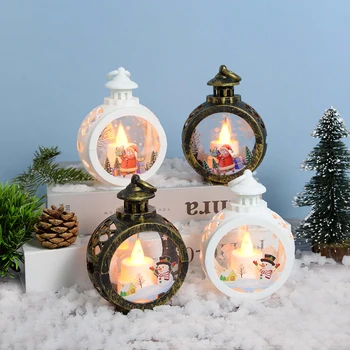 Karácsonyi Vintage White LED Tea Fény Dísz Boldog Karácsonyi Dekoráció Hóember Mikulás asztali Lámpa Karácsonyi Ajándék Navidad Új Év