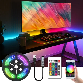 Flexibilis LED Szalag Világítás RGB 5050 Bluetooth ALKALMAZÁS, Vezérlés, USB Lámpa, 5V Szalag Világos Szalag Dióda TV Asztal Képernyő Háttérvilágítás
