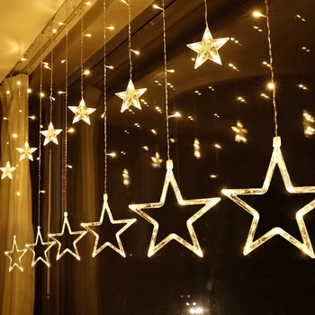 2,5 M Star LED Függöny Tündér String Fények 8 Módok Dekor Lámpa Ablak Hálószoba Esküvő, Születésnap Fél Szoba, Karácsony, Új Év 2022