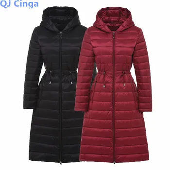 Tiszta Színű Női Kabát Téli Kabát a Nő Kapucnis Vékony Hosszú Kabát Női Piros Fekete Kék Istennő Kabát S-4XL