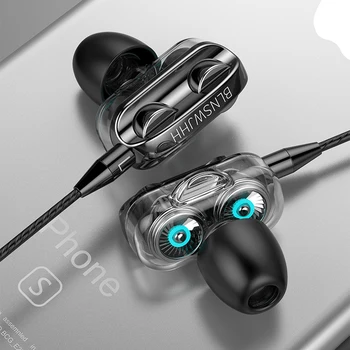 3.5 mm-es Fülhallgató, Vezetékes Sport Játék Fülhallgató, Számítógép iPhone Xiaomi Kettős Meghajtó Dual Sztereó Hangszóró, Fülhallgató, Mikrofon