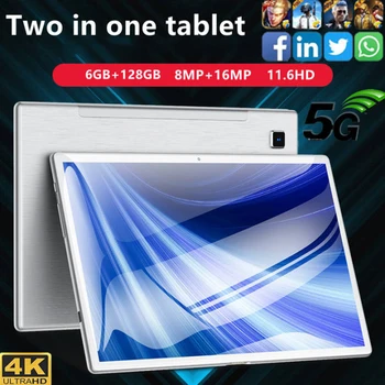 2 az 1-ben Tabletta HD Képernyő 11,6 Hüvelykes Tablet Számítógép, Játék Nagy Játékok Office-Tanulás, Online Osztály Ultra Vékony Dual-Kártya Dual Készenlét