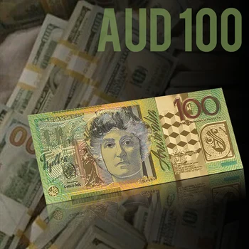 Ausztrália Arany Bankjegy Színes Bevonatú Új AUD100 Dollár Eladó Arany Fólia Valuta Bankjegy Gyűjtemény