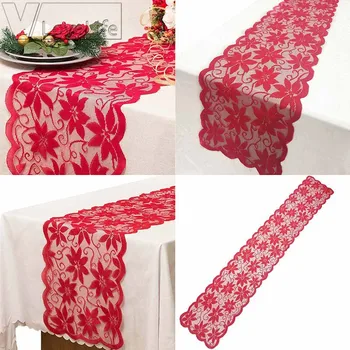 Karácsonyi Csipke Asztali Futó Fogadások Dekoráció Maple Leaf Esküvői Ötletek Asztal Dekoráció Rozsda Vörös Asztali Futó