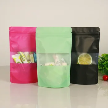Egyenes műanyag táska matt ablak cipzár Élelmiszer, Gyümölcs Tea csomagolás Ajándék Tasak Szárított 200pcs/sok Ingyenes szállítás