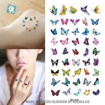Body Art vízálló ideiglenes tetoválás a nők 3D Gyönyörű pillangó design kis karján tetoválás matrica valami RC2315