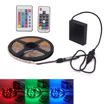 5V-os LED Szalag Lámpa RGB 5050 USB Akkumulátor TV Háttérvilágítás Távirányító LED Szalag Lámpa Vízálló A HDTV Képernyőjén PC LCD Dekoráció